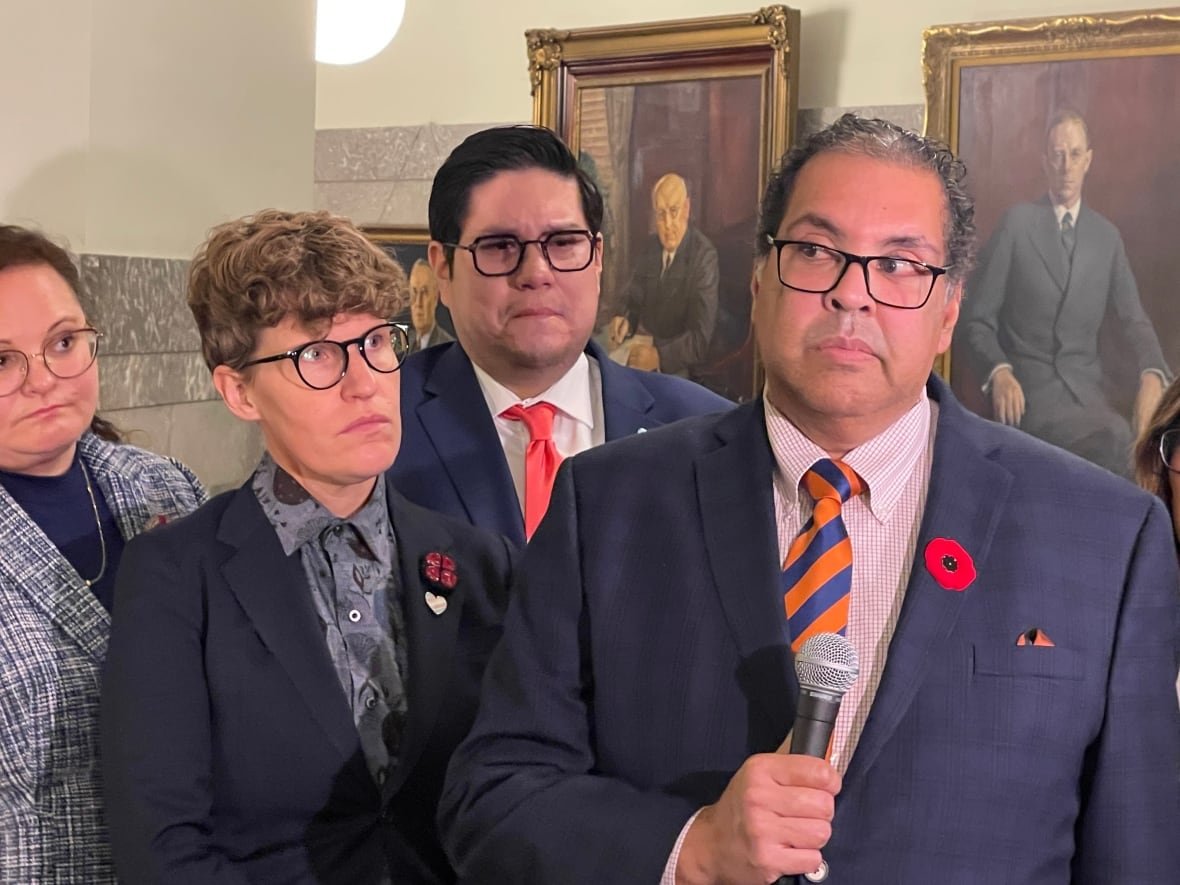 naheed-nenshi-and-ndp-mlas Picture of Naheed Nenshi with three NDP MLAs.