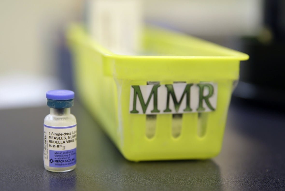measles-bc-20250215-1 A measles, mumps and rubella vaccine is shown on a countertop