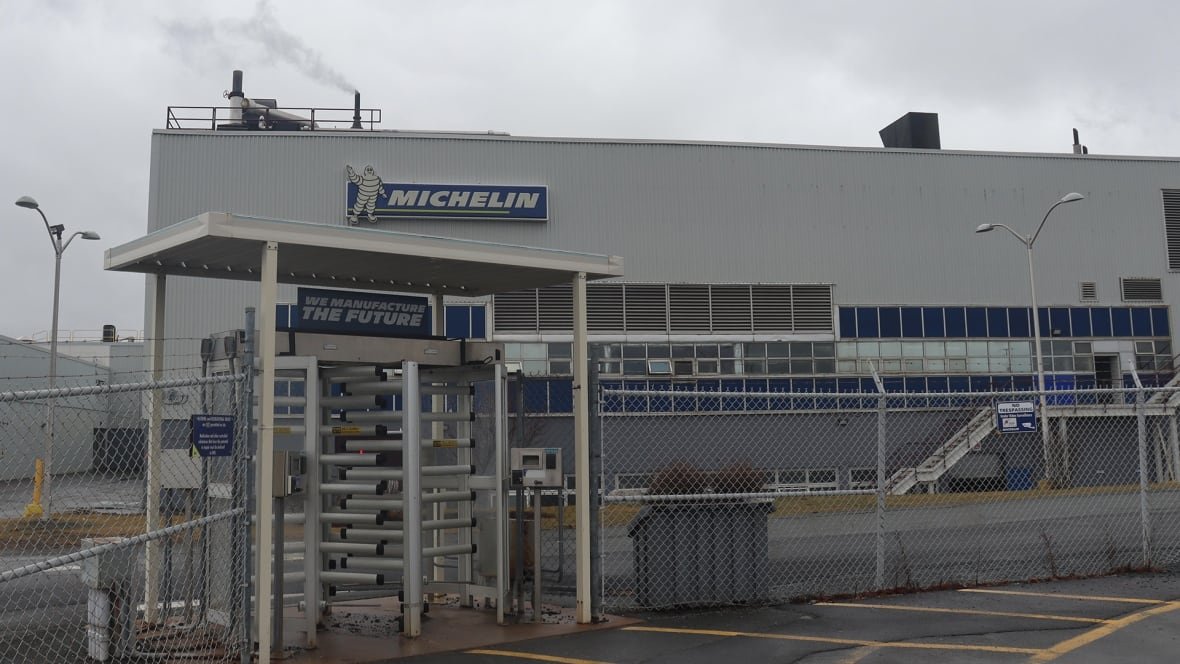 bridgewater-michelin-factory The entrance to a large factory with a Michelin sign.