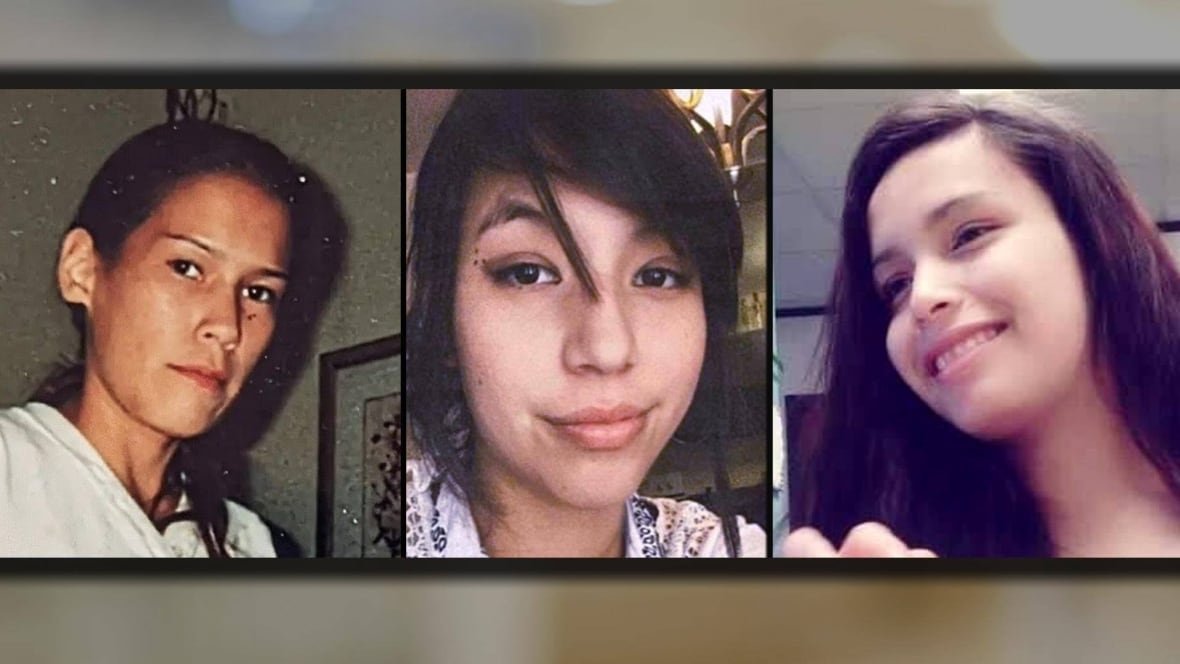 morgan-harris-marcedes-myran-and-rebecca-contois The faces of three First Nations women are pictured side by side.
