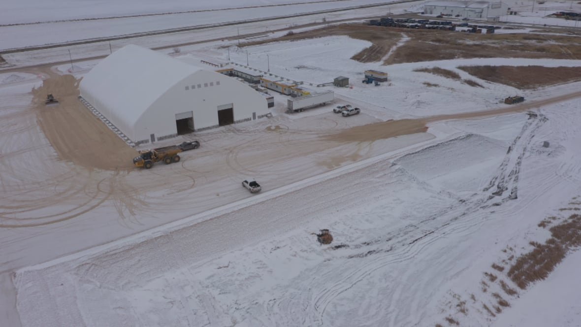 prairie-green-search-facility Temporary buildings covered in snow