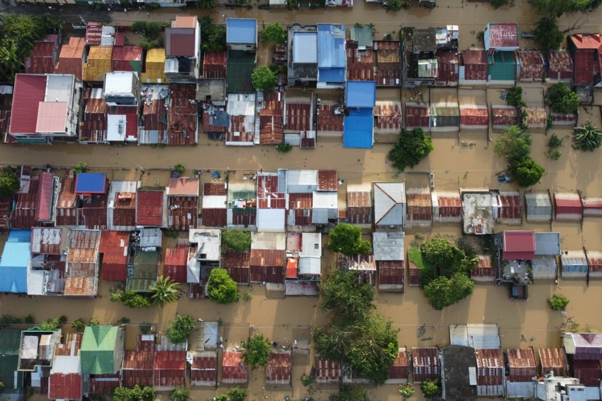 Houses submerged in the Philippines after Typhoon Fung-wong